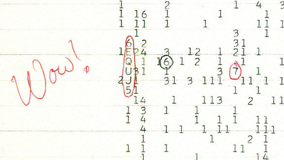 In 1977, this signal was detected from space by a strong narrowband radio. Evidence that there is life out there?