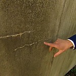 Healed cracks on concrete wall