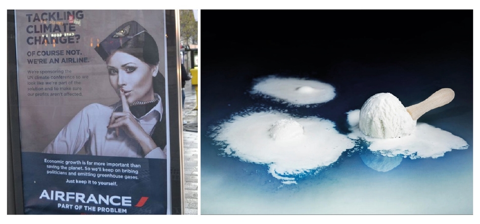 Fake outdoor ads and photo of Consumerism series (left)